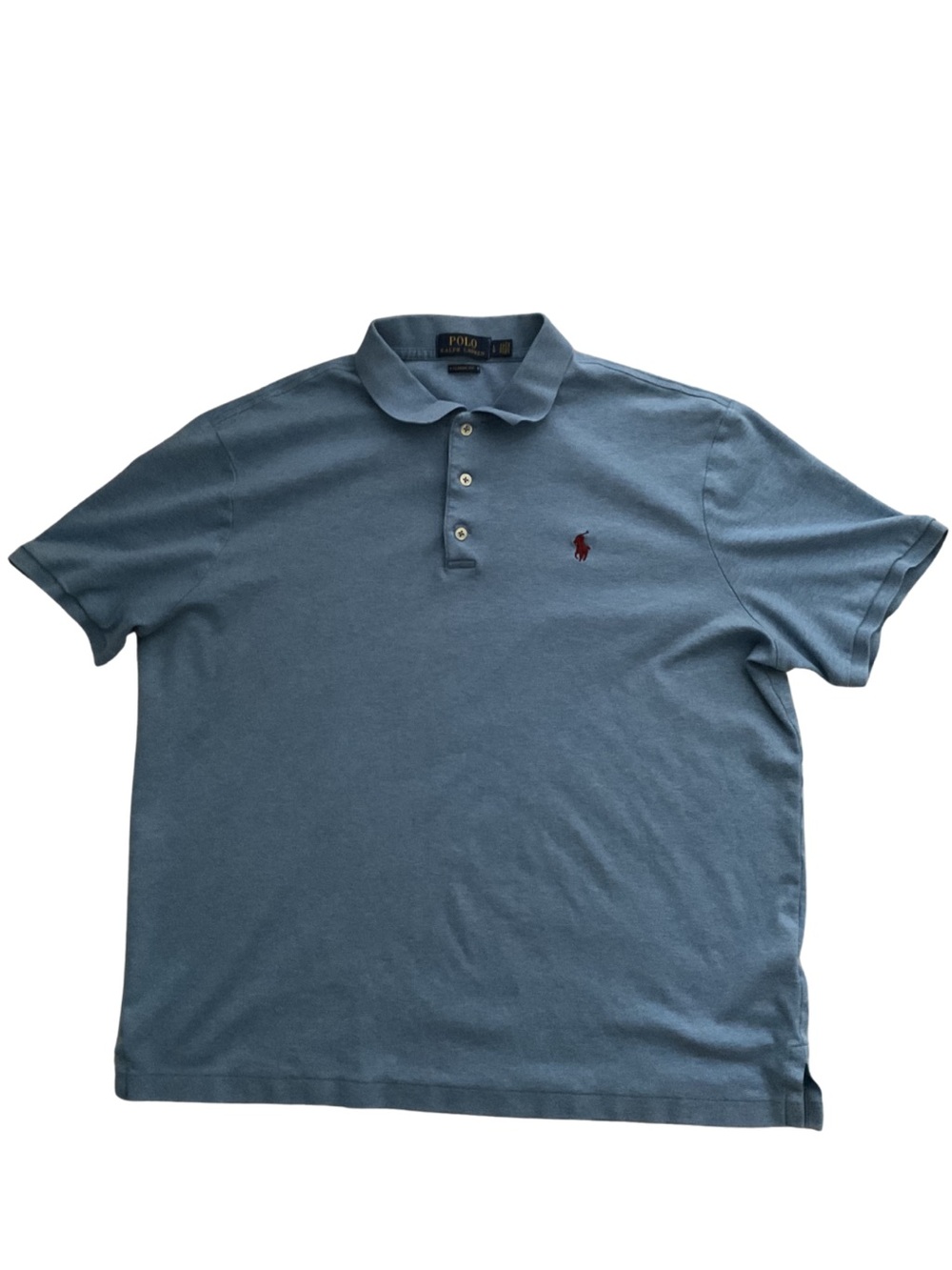 Ralph Lauren Slate Blue Polo with Red Pony 1/4 Button Down Men’s L Preppy Travel